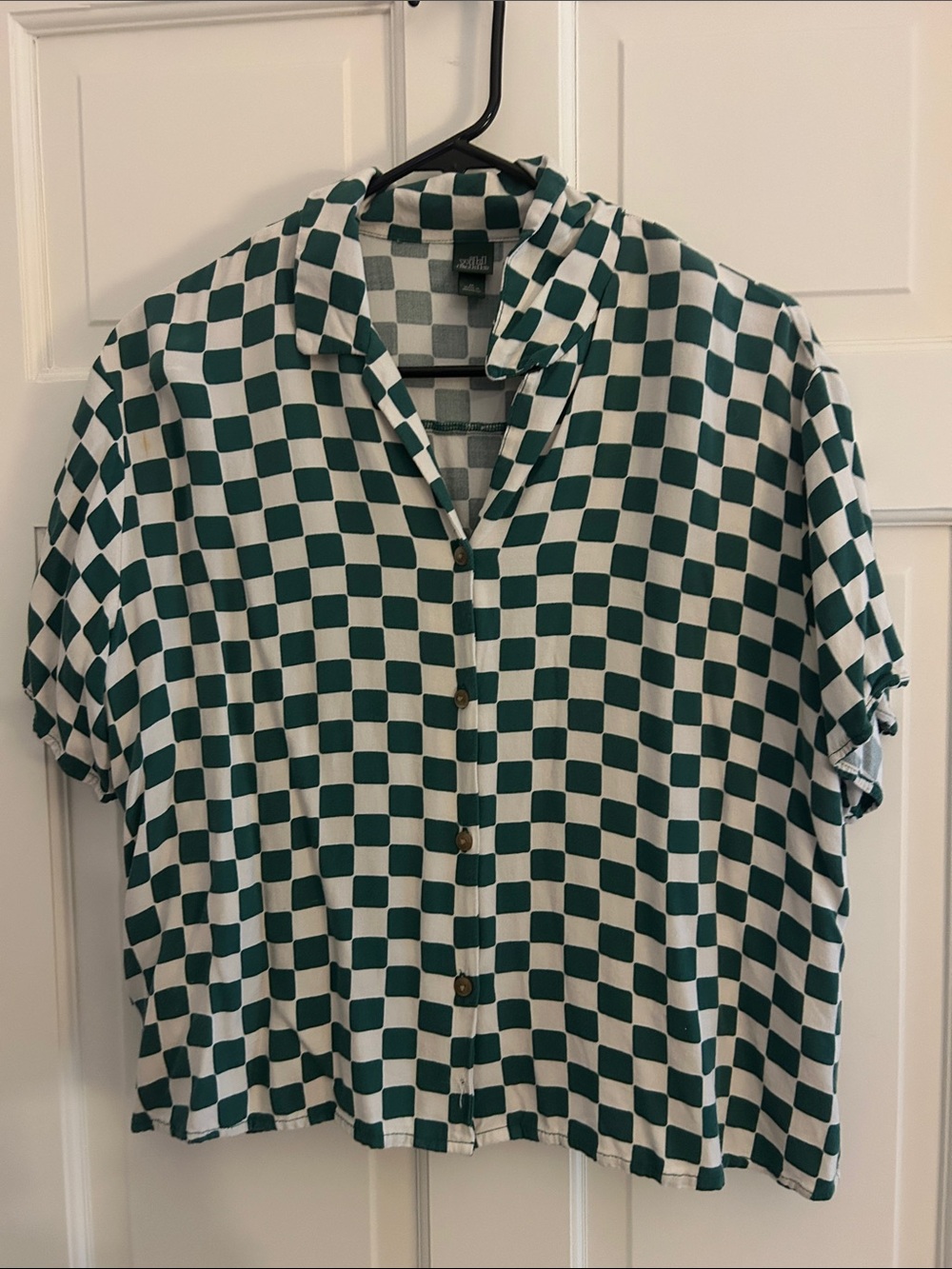 wild fable Green and White Checkerboard Button-Up Shirt